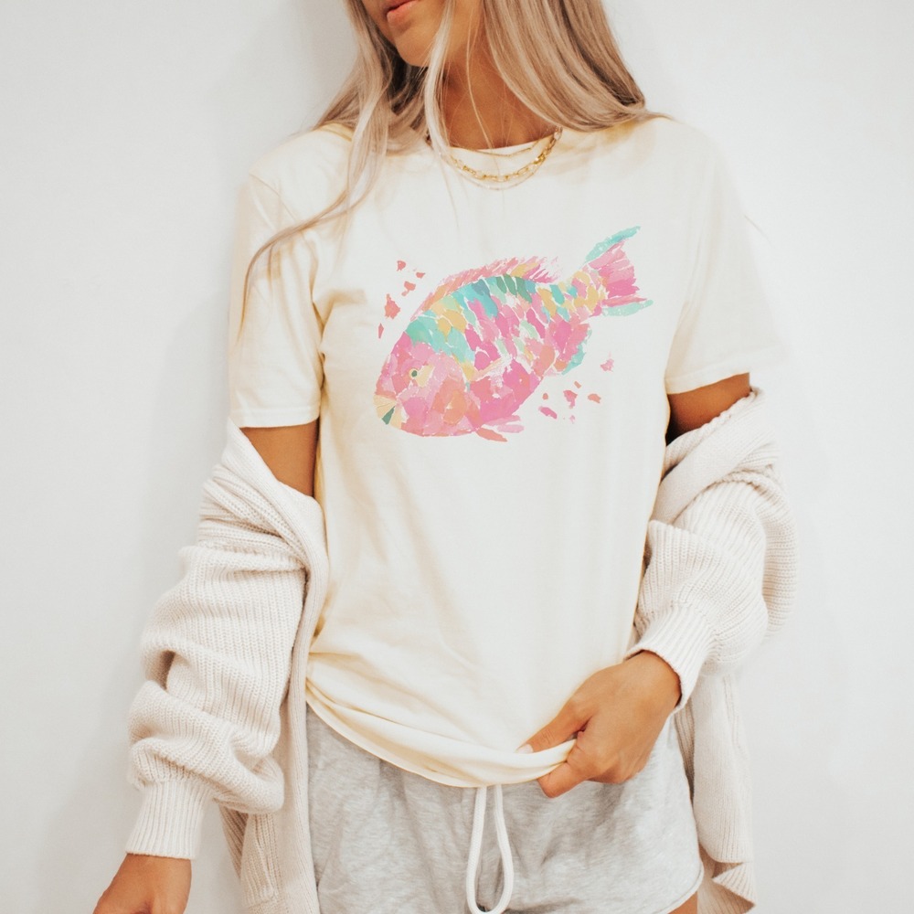 Watercolor Splatter Fish Boho Tee